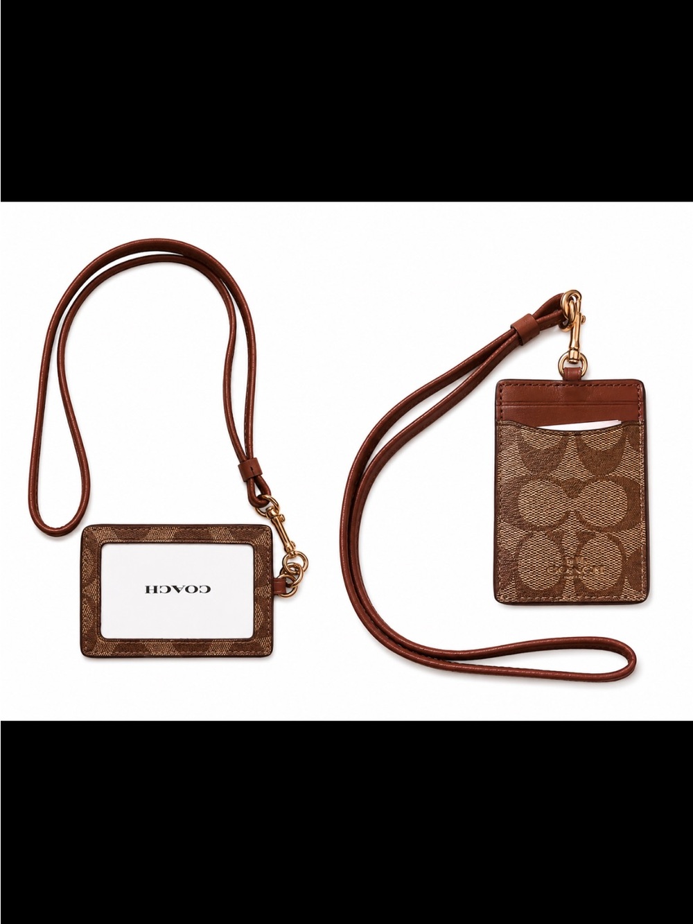 Coach Brown Signature ID Lanyard and Card Holder